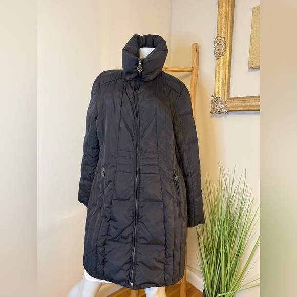 Anne Klein Black Down Filled Long Puffer Coat XL - Picture 1 of 7